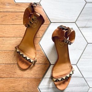 Ash Diva Pyramid Studded Leather Wedge Sandals